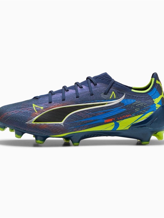 Brand New PUMA Ultra 6 Ultimate FG soccer cleats in a blue, silver, and lime main image 6